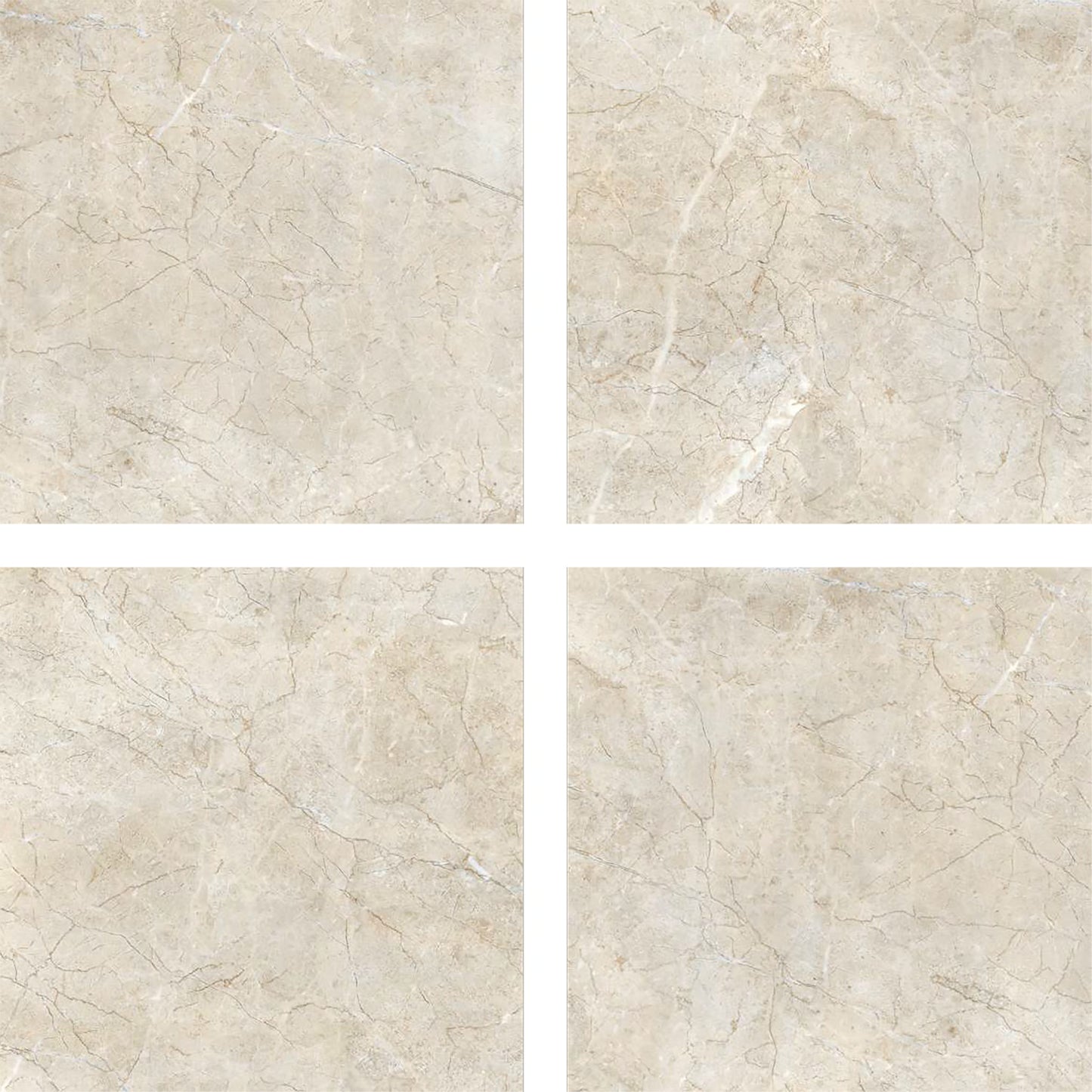 Variaciones de caras del porcelanato 60x60 BRENETI Aurum Beige mate con acabado carving.