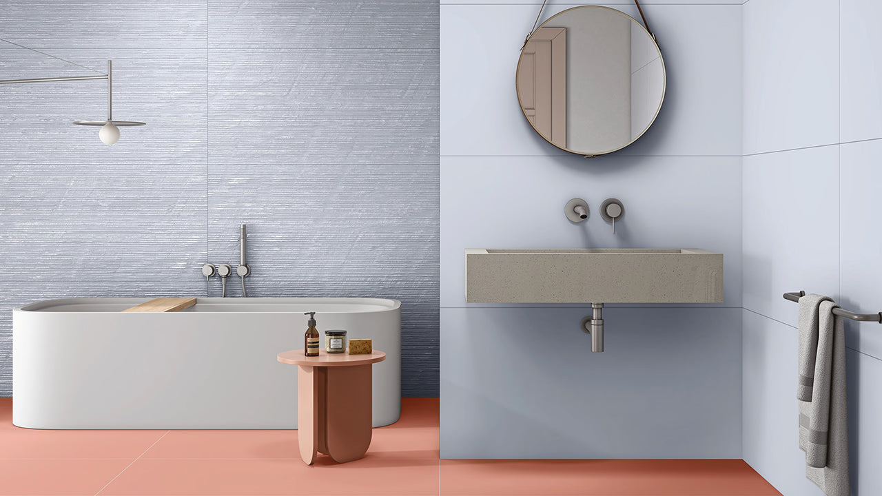 Baño moderno con porcelanato todo masa de BRENETI, resistente y elegante