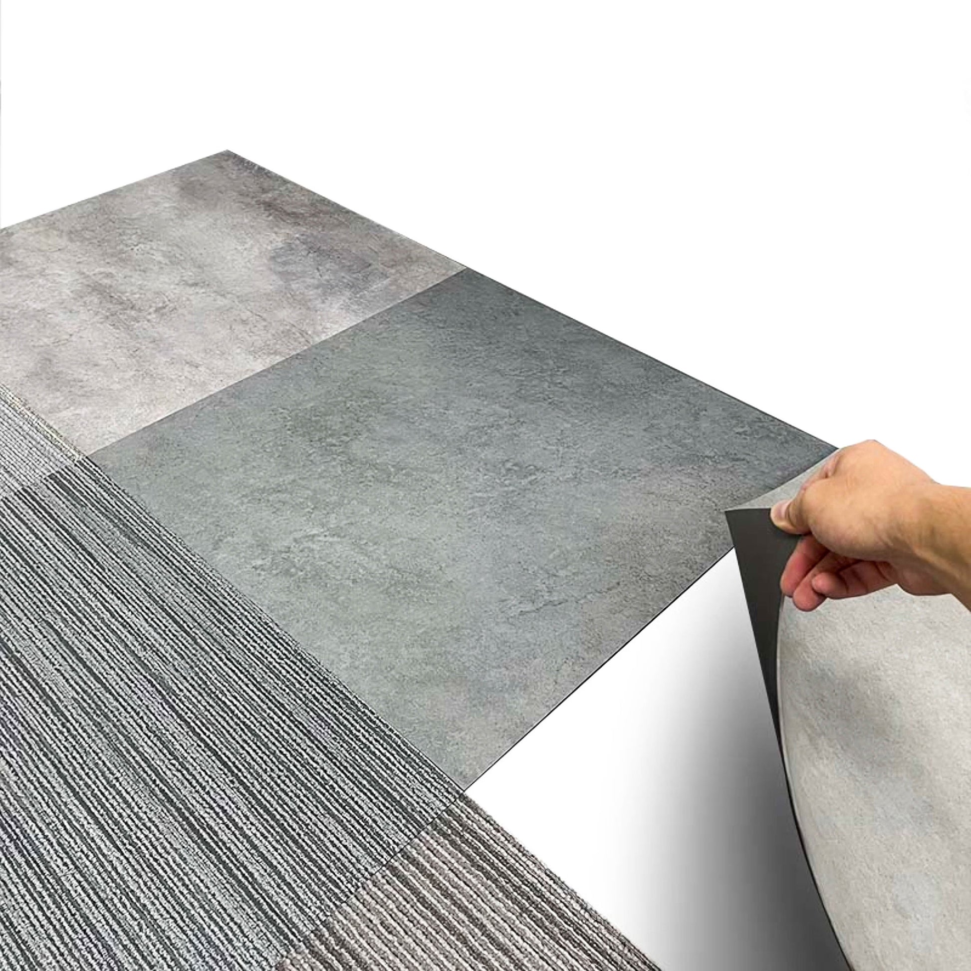 Muestra de piso LVT BRENETI, instalación y detalle del producto vinílico de lujo.