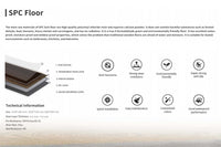 Ficha técnica general de pisos SPC BRENETI en diferentes colores, con especificaciones de resistencia, instalación y durabilidad.
