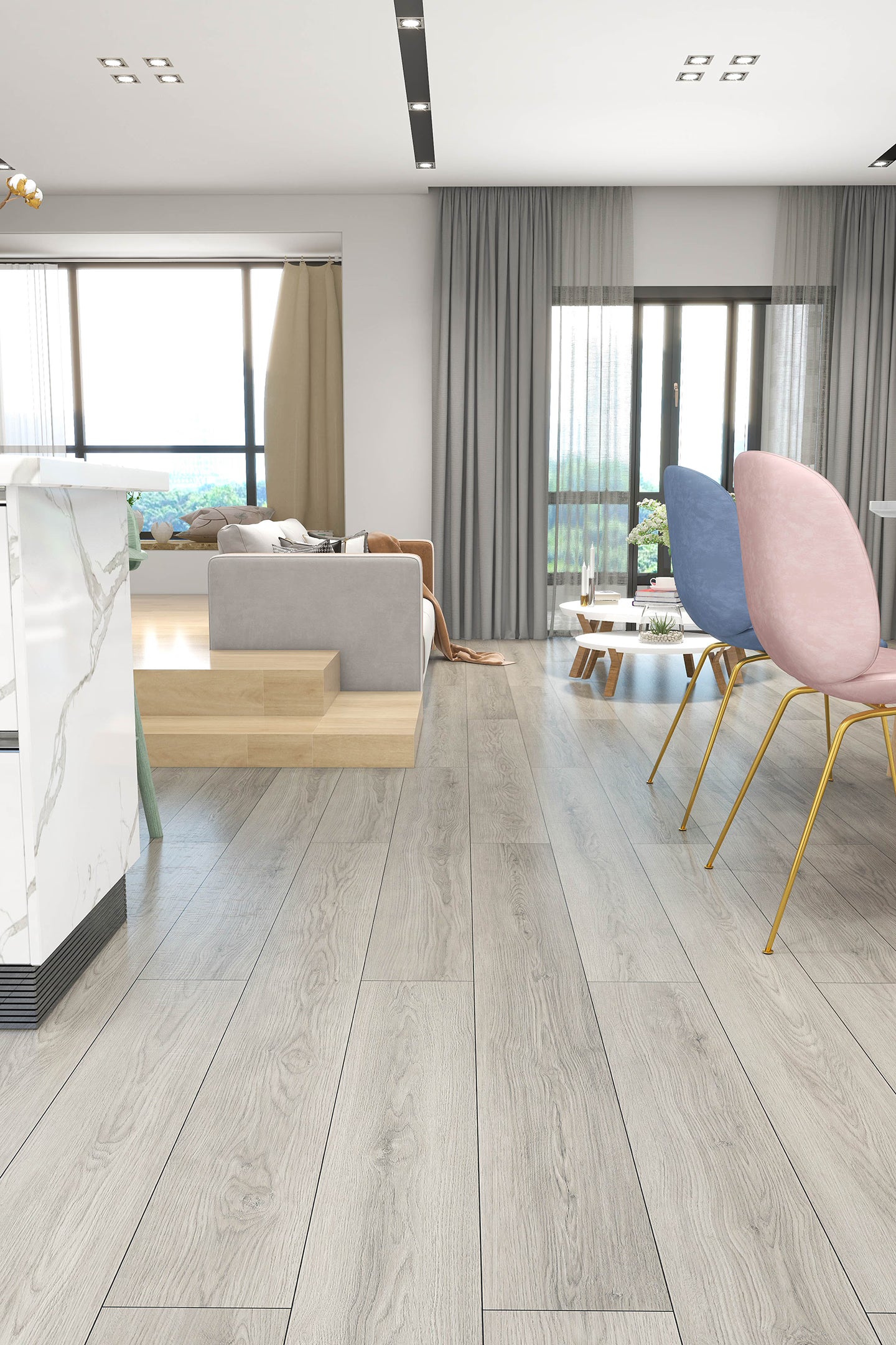 Piso SPC BRENETI Silva Gris, resistente al agua y al alto tráfico, ideal para espacios modernos.